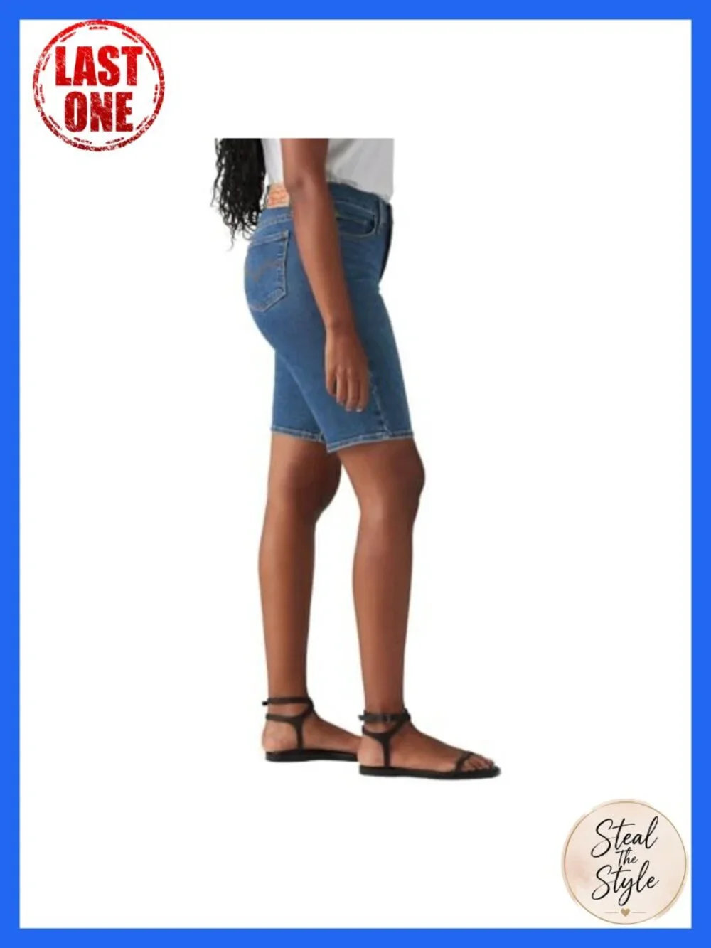 Shaping Bermuda Shorts Mid Rise Stretch Denim Plus Size